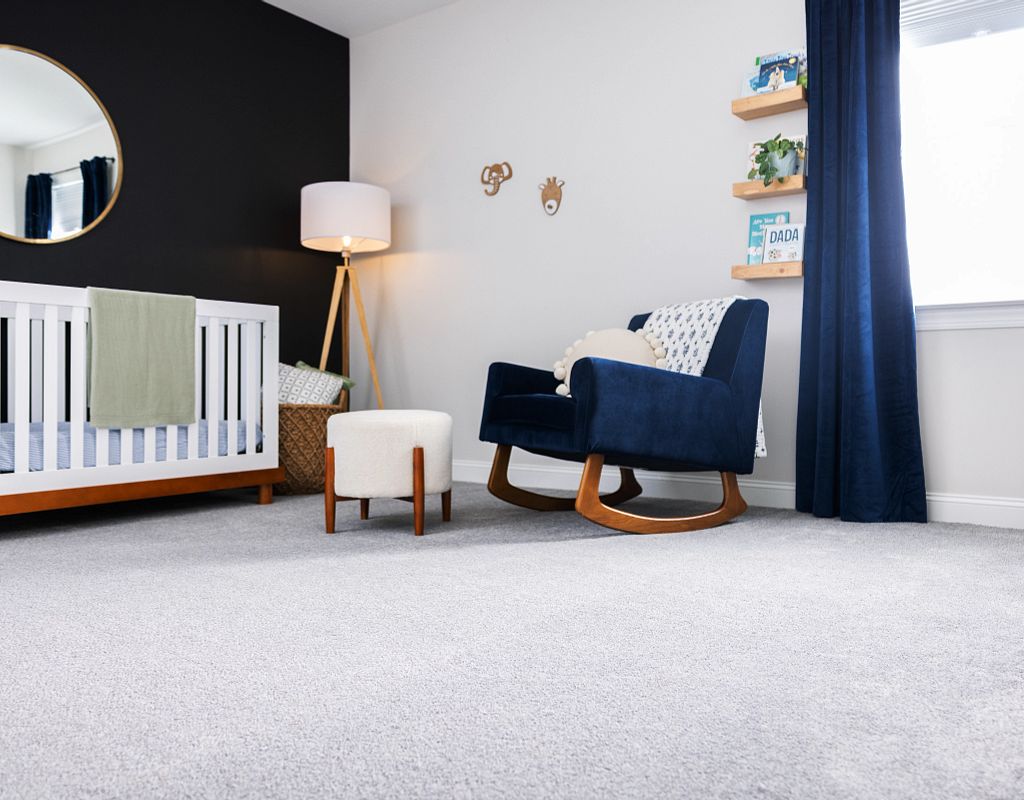 Blue chair on soft carpet | Kirkland's Flooring