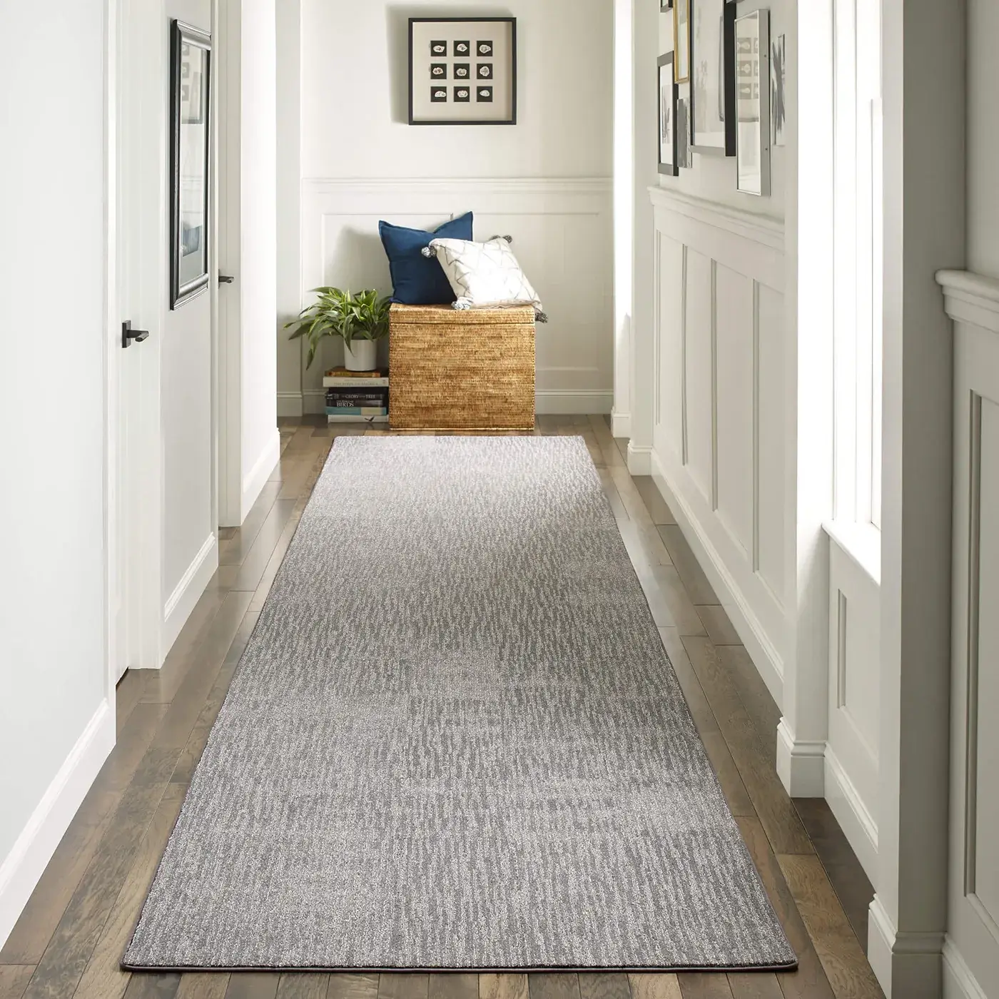 A long, grey Shaw Floors area rug | Kirkland's Flooring