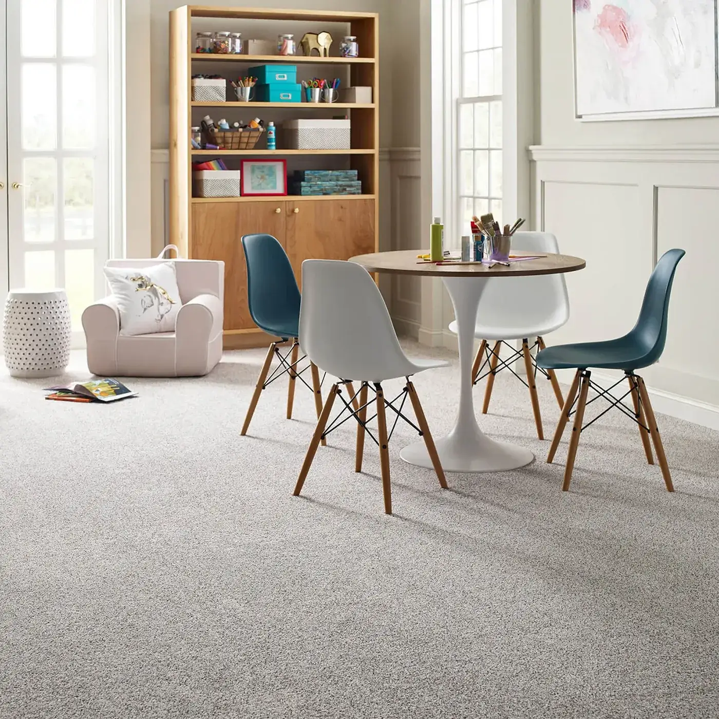 Gray Shaw Floors carpet in kids playroom | Kirkland's Flooring