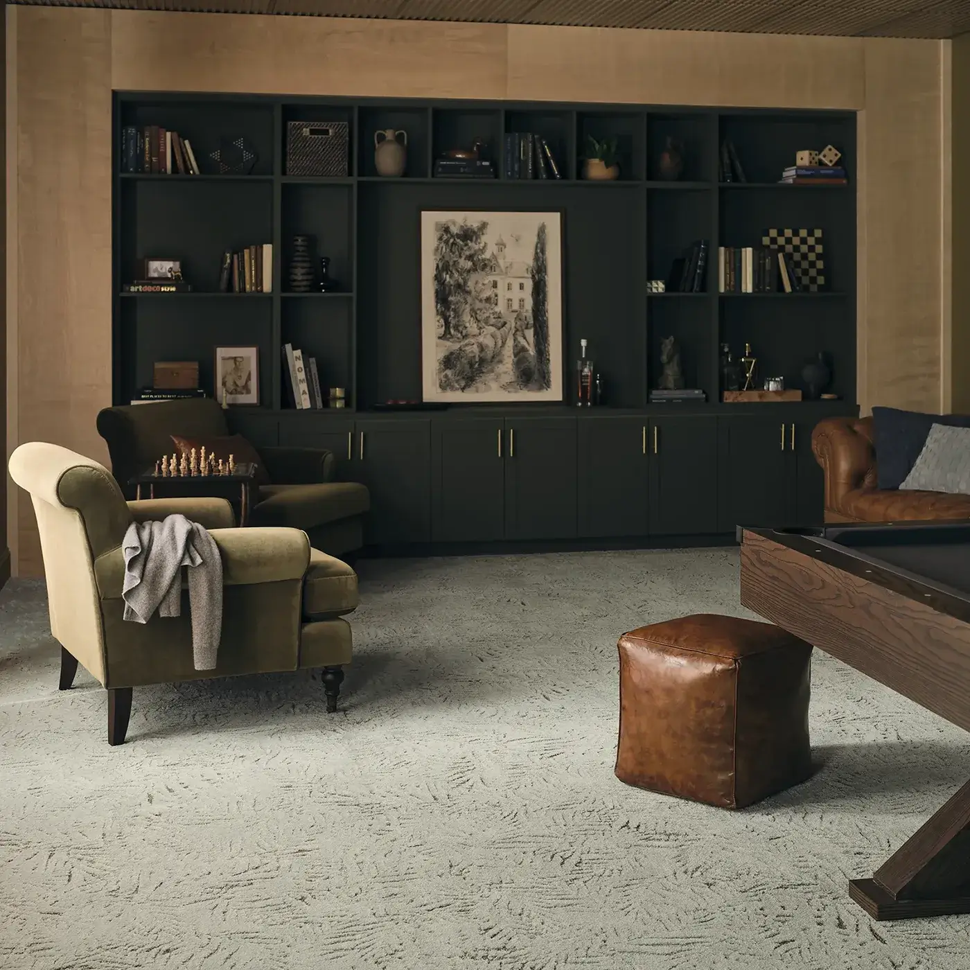 Textured gray carpet in a modern living room | Kirkland's Flooring
